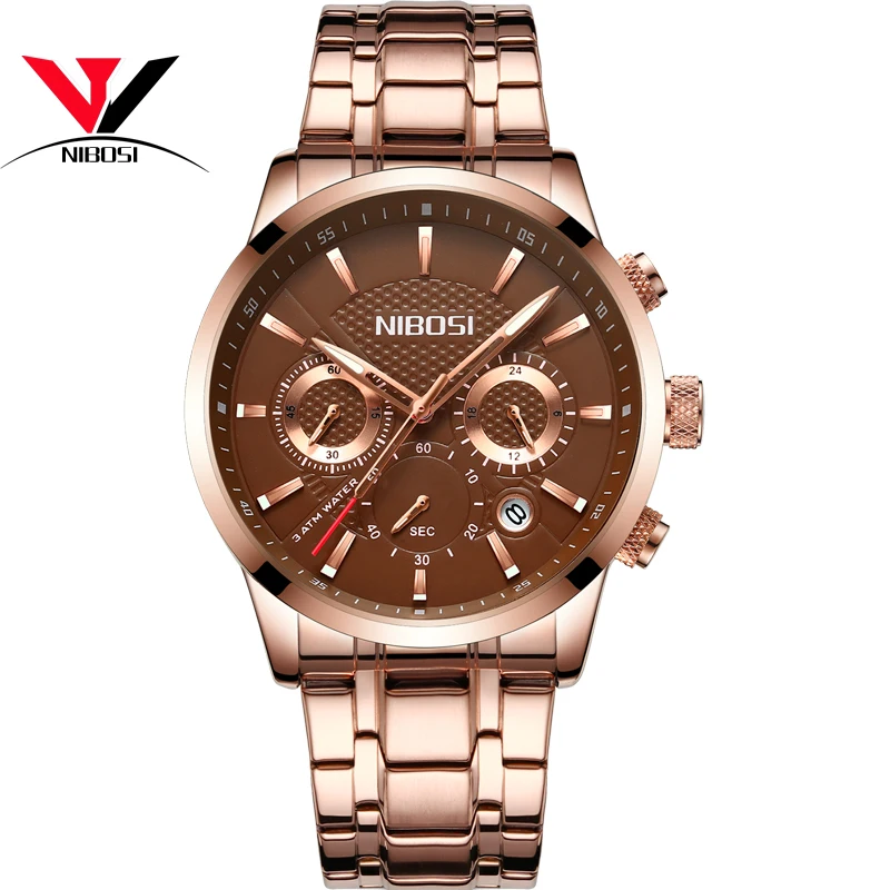 NIBOSI мужские часы люксовый бренд модные кварцевые с хронографом 30 м