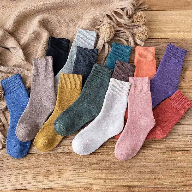 

Зимние плюшевые плотные махровые носки, однотонные теплые женские носки средней длины