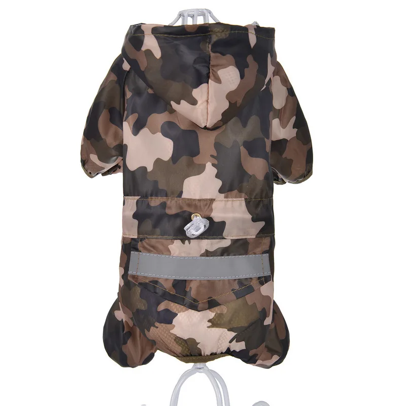 Military camouflage Двойной Слои плащ для собак, домашних животных с четырьмя ногами плащ с капюшоном Водонепроницаемый плащ для собак с ножка желтый/красный/военный камуфляж/синий - Цвет: Military camouflage