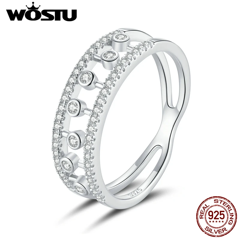 Женское Двухслойное кольцо WOSTU оригинальное из стерлингового серебра 925 пробы с