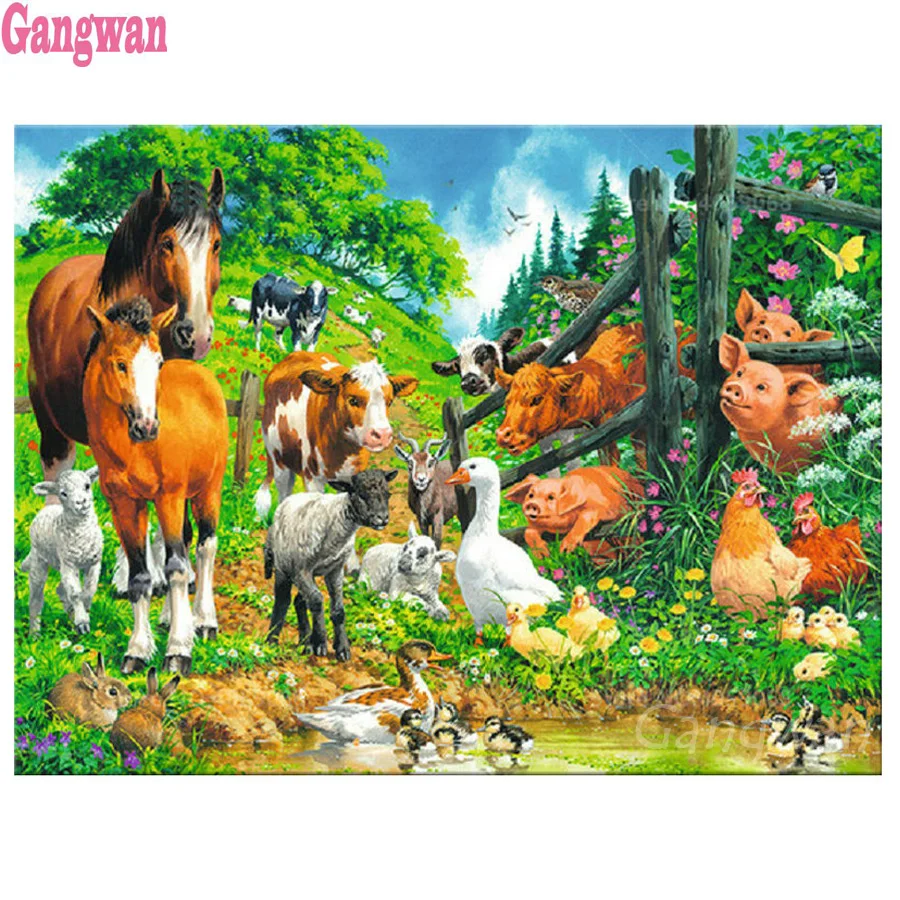 

DIY diamond embroidery farm animals cows pig full square round diamond painting cross stitch kit 5D mosaic stickers home decor