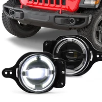 led fog lights with white halo and bracket housing 12v dc 30w 2 pcs compatible with jeep wrangler jl 2018 2019