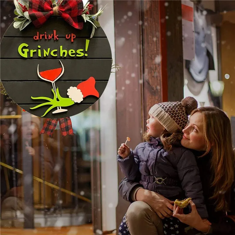 

Christmas Decoration Acrylic Wall Door Plate Doorplate Board Hanger Decor Sign Art Hanging Design for Bar Cafe Cheer Up Grinch