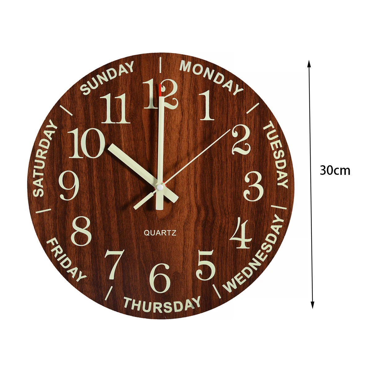 Деревянные Светящиеся Настенные часы 7 дней 12 часов Висячие Часы Тихий Ночной