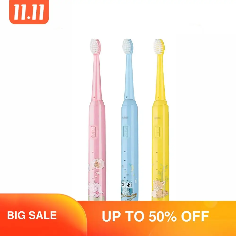Детская электрическая зубная щетка перезаряжаемая батарея USB провод мультяшный