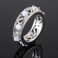 classic luxury female white bridal wedding ring fashion silver plated jewelry promise engagement rings for women best gift