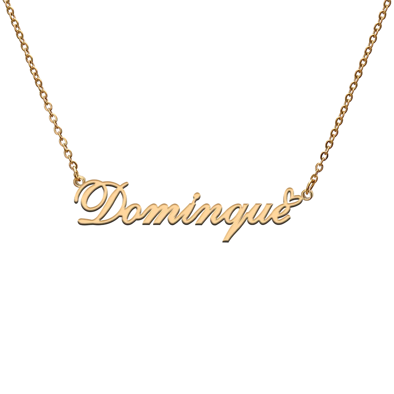 

God with Love Heart Personalized Character Necklace with Name Dominque for Best Friend Jewelry Gift