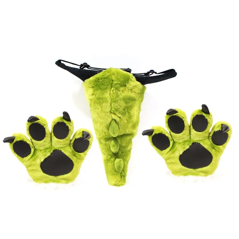 

Plush Kids Dinosaur Party Costume Set Performance Props Cute Tail Paws for Party 1XCA