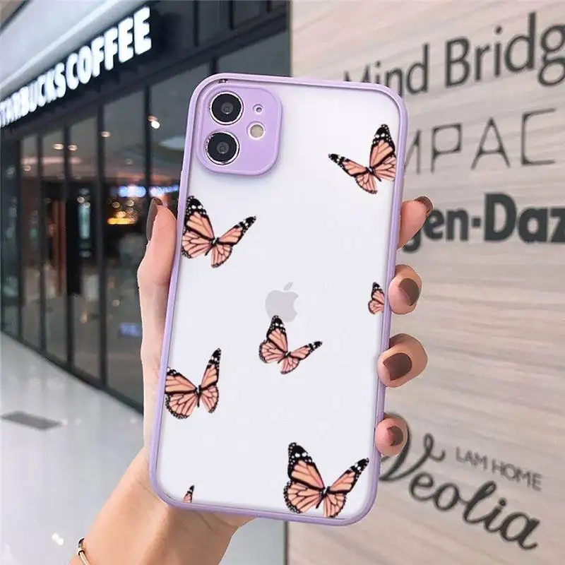 

butterfly blue animal cute lovely Phone Cases Matte Transparent for iPhone 7 8 11 12 s mini pro X XS XR MAX Plus cover funda