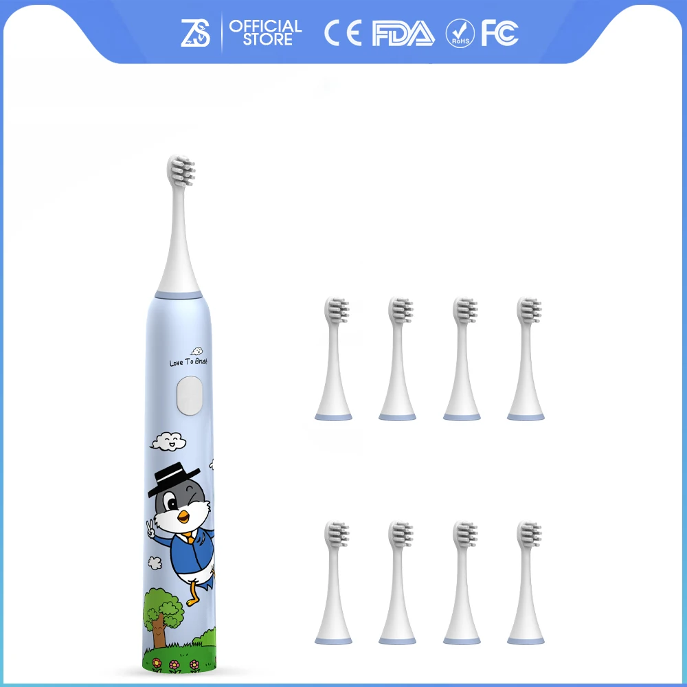 [ZS] 3-12 Years Old Sonic IPX7 Waterproof Children Electric Toothbrush Kids Cleaning Care Oral Bacteria USB Charging Soft Brush oral aerobic bacteria during radiation therapy