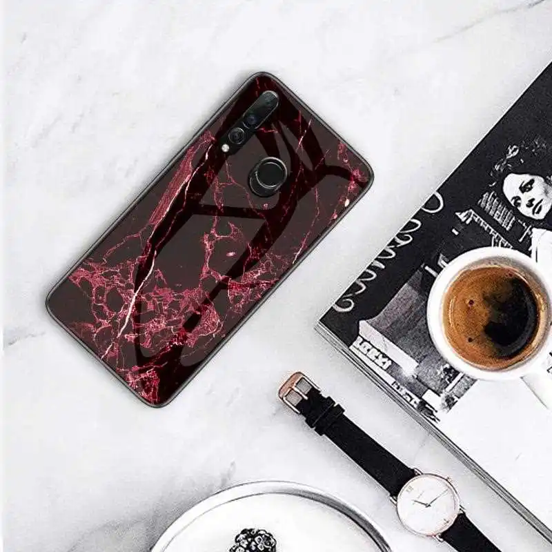 

KatyChoi Marble Pattern Glass Case For Huawei Y7p Y9 Y7 Prime Y7 Y6 Pro Y5 2019 Y9 Y5 2018 Phone Case Cover
