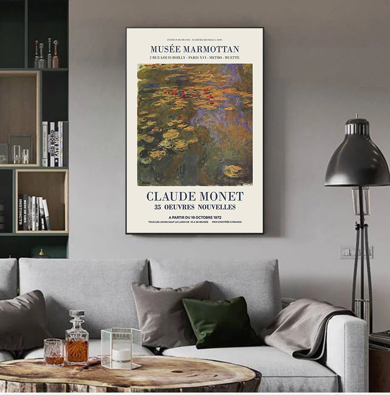 Выставочный плакат Клода Моне французский художественный музей холст печать