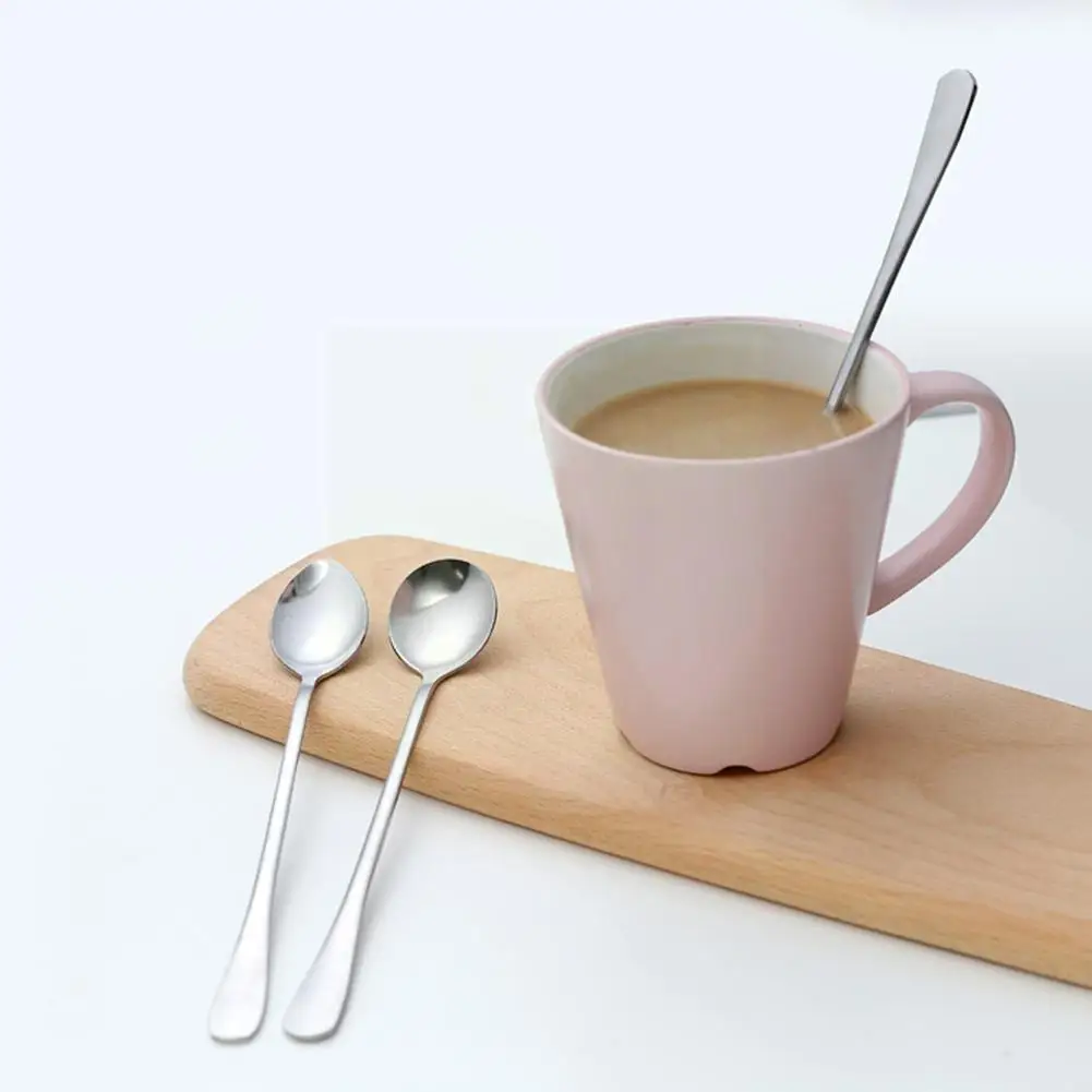 

Long Handle Steel Coffee Scoop Round Shape dessert Candy Tea Tableware Food Spoon Spoon Drop shipping Grade Ice Cream P0D2