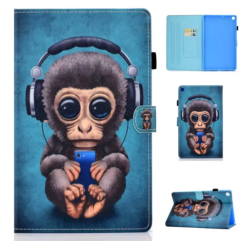 

Tablet Case For Samsung Galaxy Tab S5e 10.5 2019 T720 T725 Hibernation Function Animals Printed Leather Flip Smart Cover