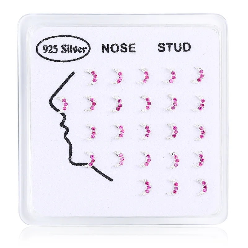 24 шт./компл. пирсинг носа с маленькими лунами и прозрачными фианитами ювелирное