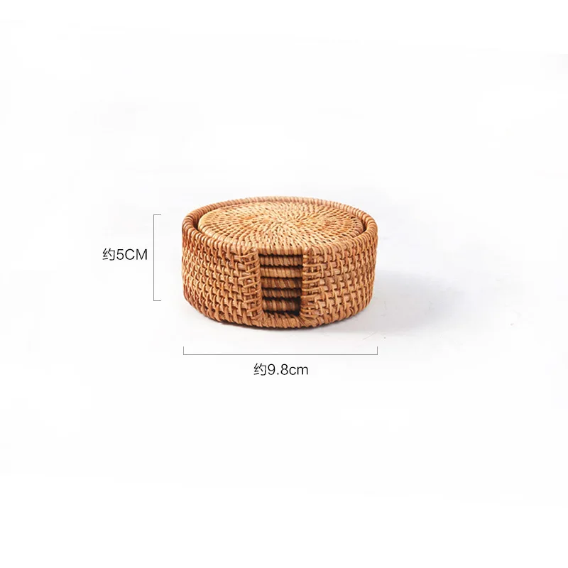 

Rattan woven thermal insulation coaster round anti-hot table mat table end table mat Akito western table ma