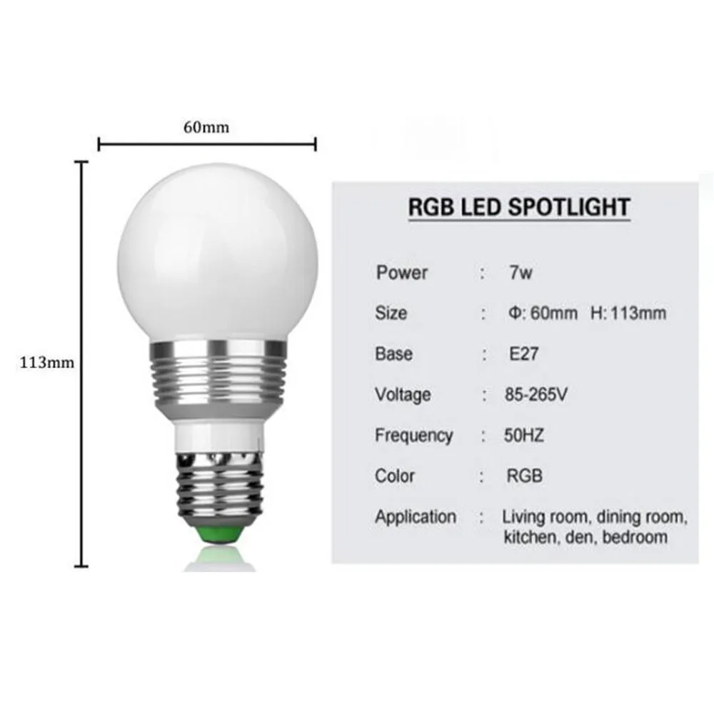 7 Вт Точечный светильник 16 Цвет изменение лампы в форме свечи E27 светодиодный AC85