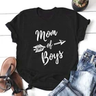 Футболка женская с круглым вырезом и принтом Мама мальчиков