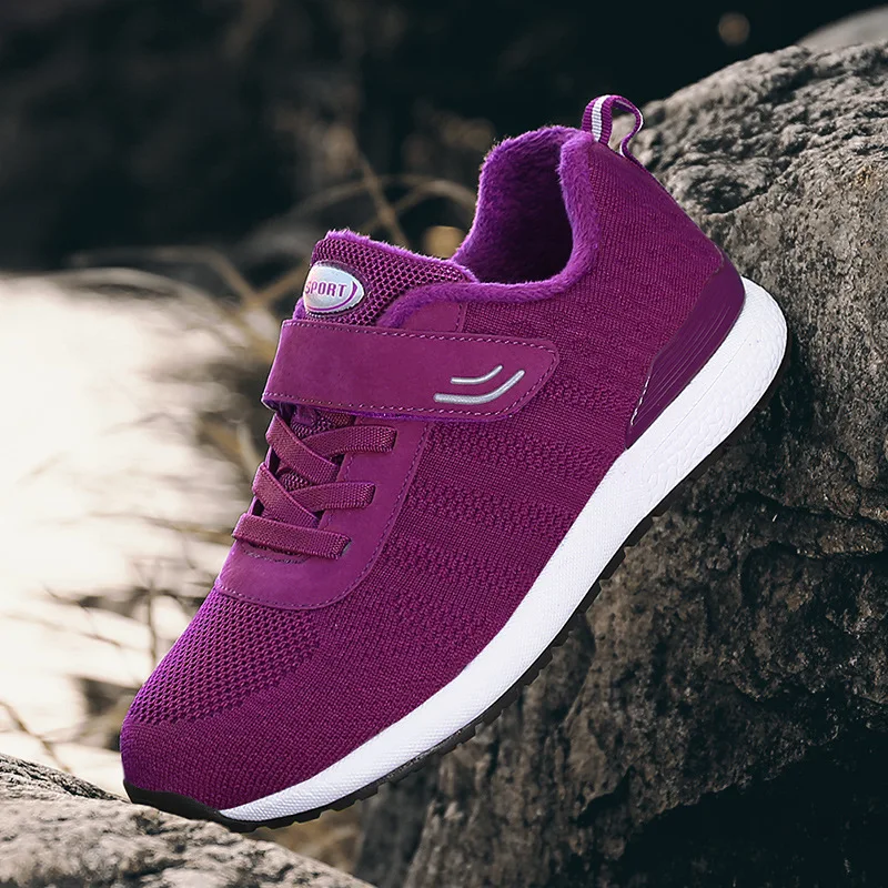 Fujin/зимние кроссовки с противоскользящей подошвой Хлопковая обувь для пожилых