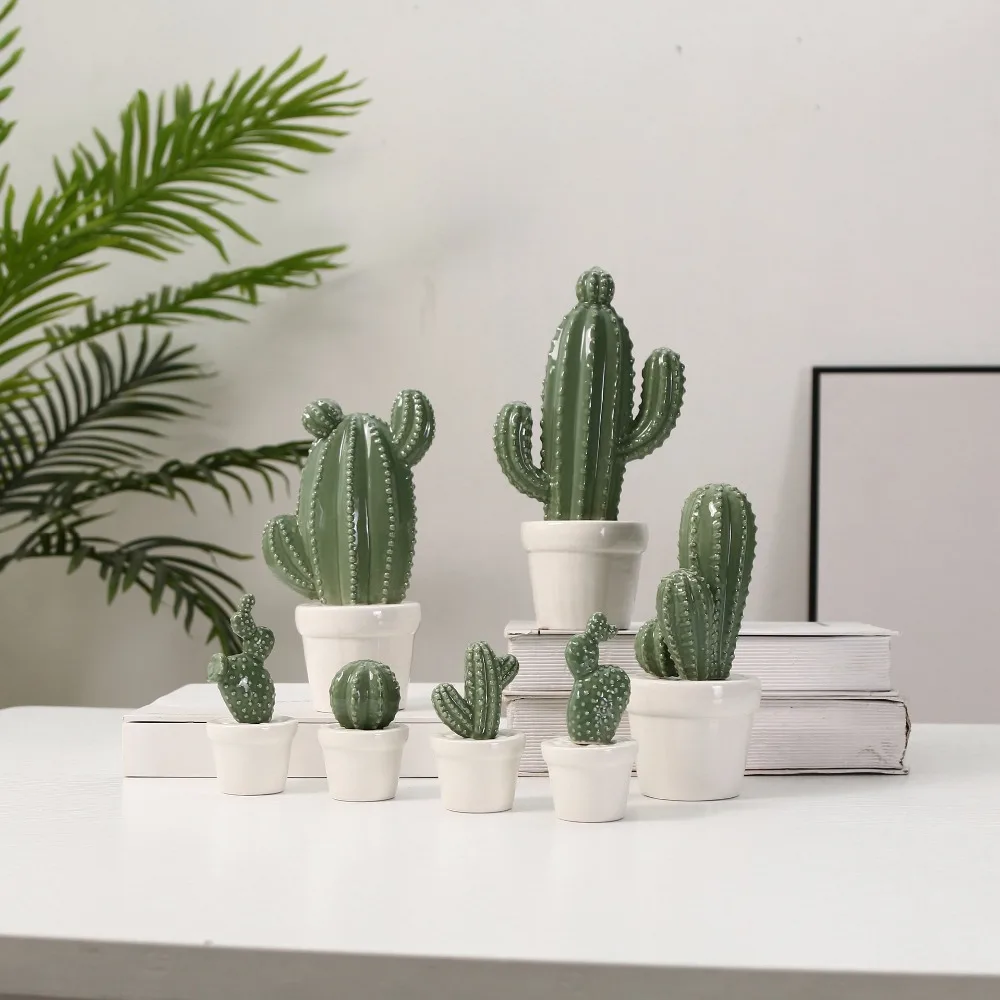 

2018new small handmade ceramic cactus ornaments simulation bonsai nordic home furnishings ceramic creative ornaments home decors