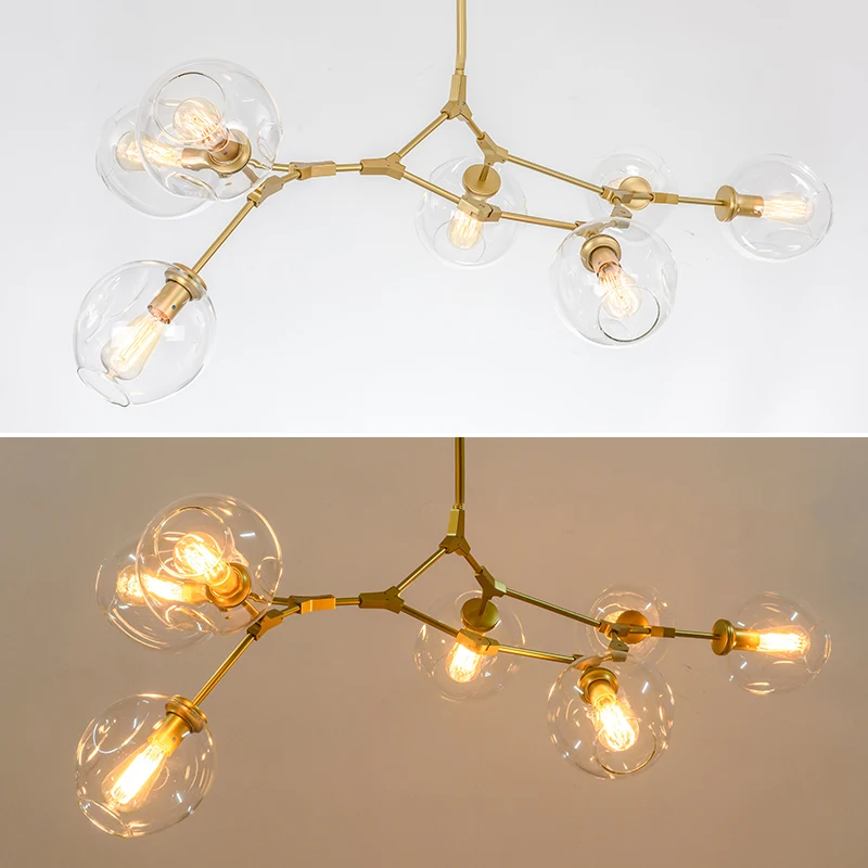 Современные стеклянные светодиодные люстры лампа в виде шара для гостиной