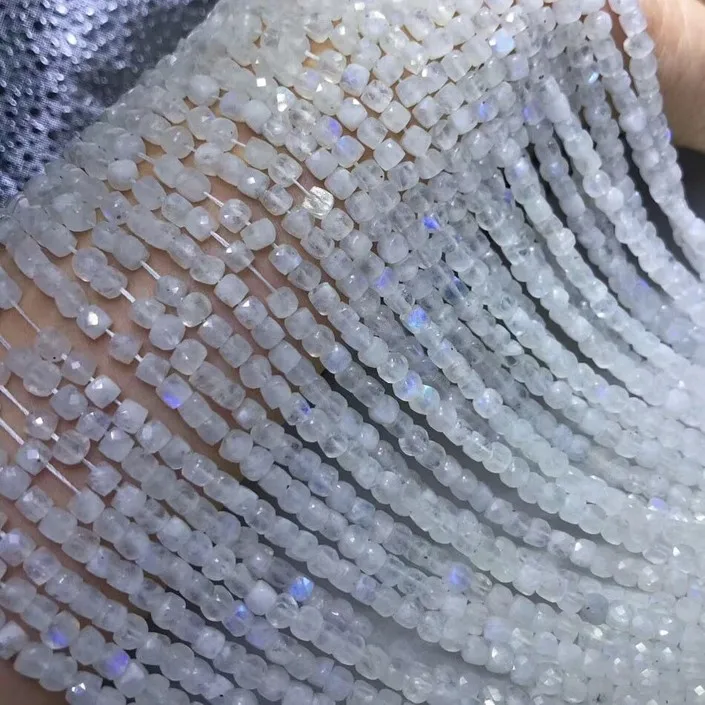 Натуральные камни лунный камень ручная резка квадратная бижутерия с бисером