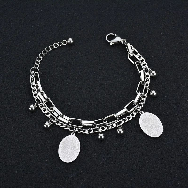 Charms Christian Jewelry The Virgin Mary Gold Color Bead Stainless Steel Bracelets for Women Gift | Украшения и аксессуары