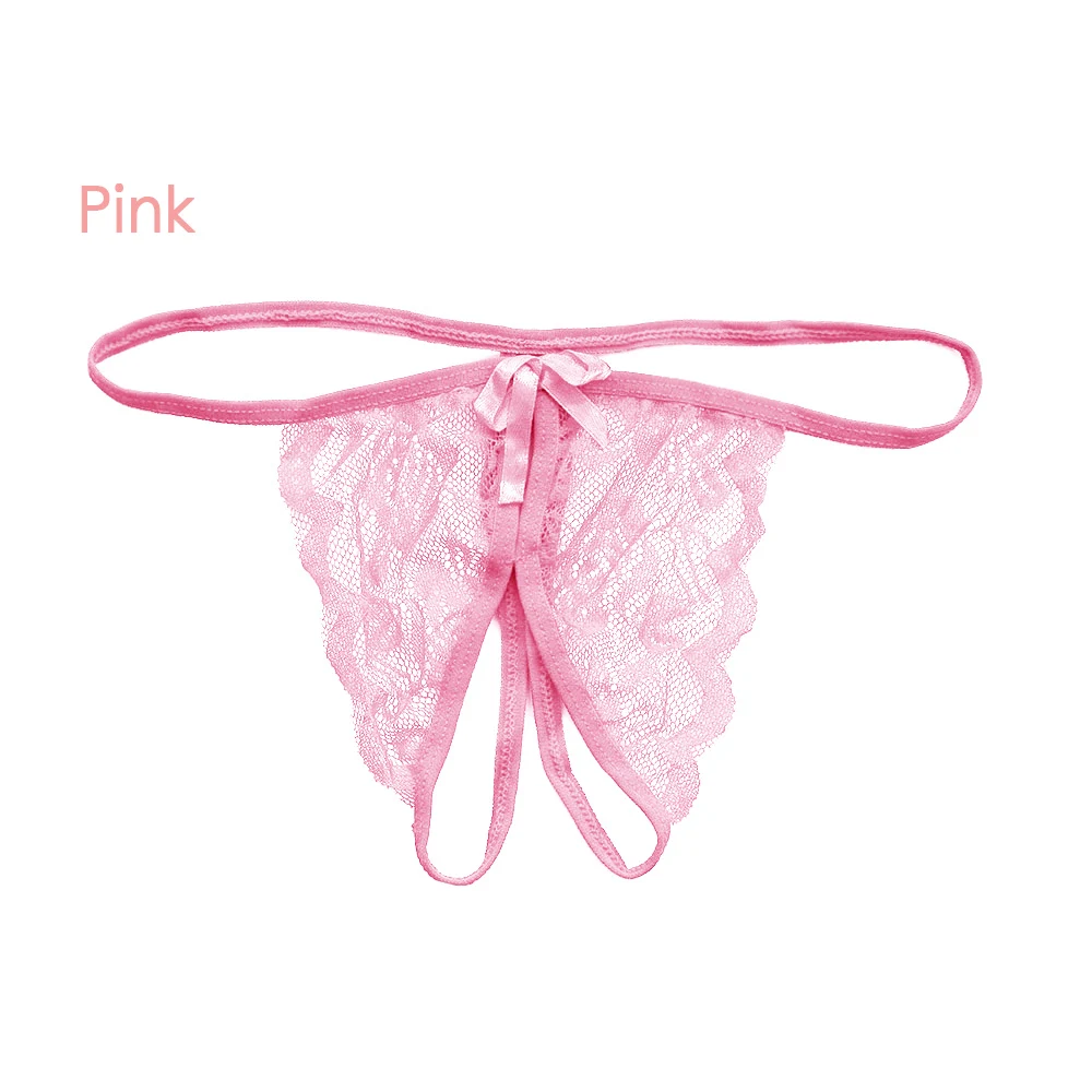 Pink EIE 1 шт, женское сексуальное нижнее белье с жемчугом, стринги, Прозрачное нижнее белье с вышивкой, трусики-стринги с кисточками, трусики, трусы, одежда для сна - Цвет: Pink