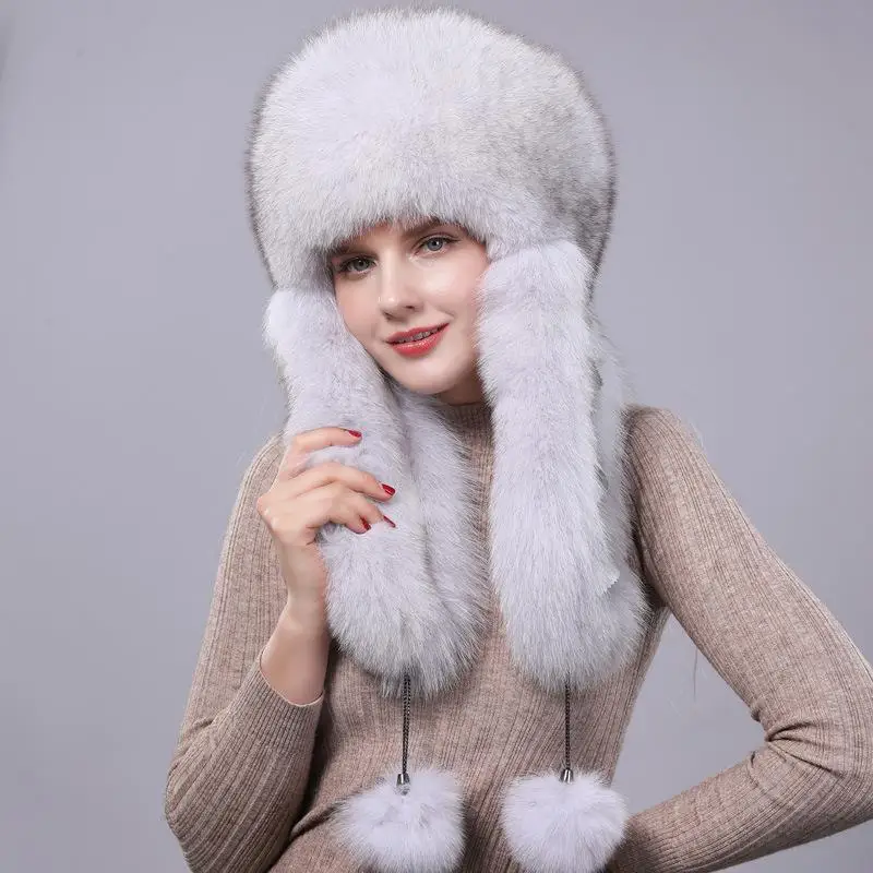 

Winter Hot Fur Hat 2019 Fashion Fox Fur Warm Hat Scorpion Hair Care Ear Fur Hat Fox Fur Hat