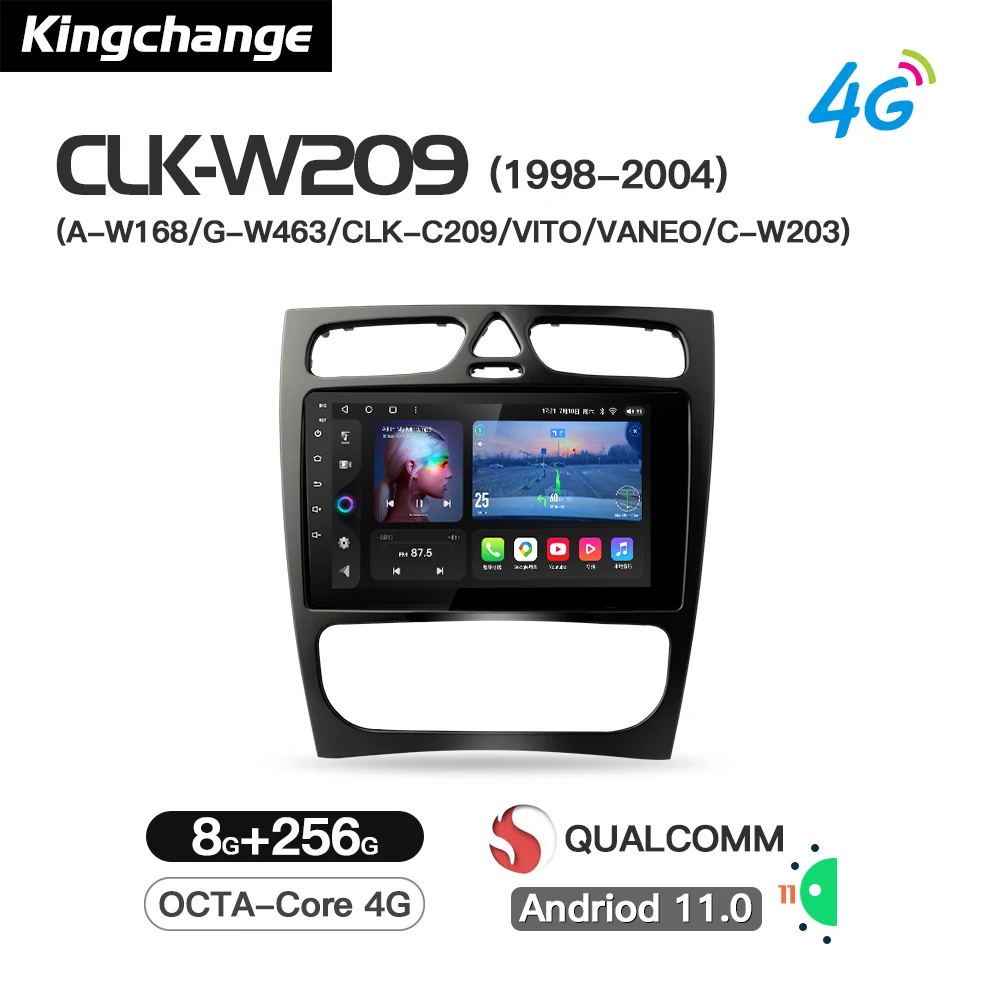 

Kingchange Android 11 Автомобильный мультимедийный плеер для Mercedes Benz W209 CLK W463 W208 Радио стерео BT GPS Wifi Восьмиядерный навигатор
