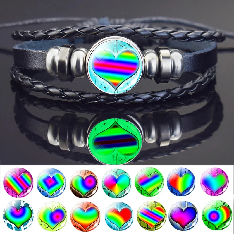 Светящиеся разноцветные браслеты с изображением сердца для женщин черные