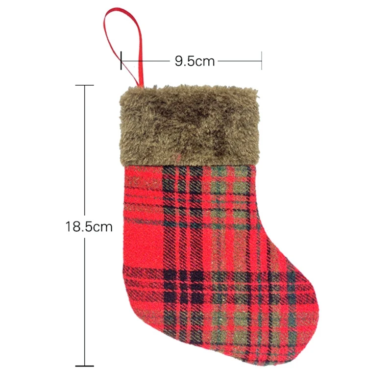 

10Pcs Christmas Stockings Fabric Santa Claus Sock Gift Kids Candy Bag Snowman Deer Decoration for Christmas Tree