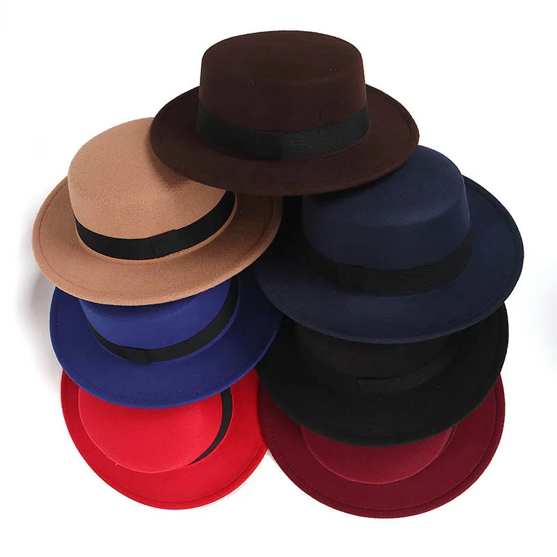 Дамская шляпа Федора для женщин 2020 зимняя Классическая однотонная фетровая с