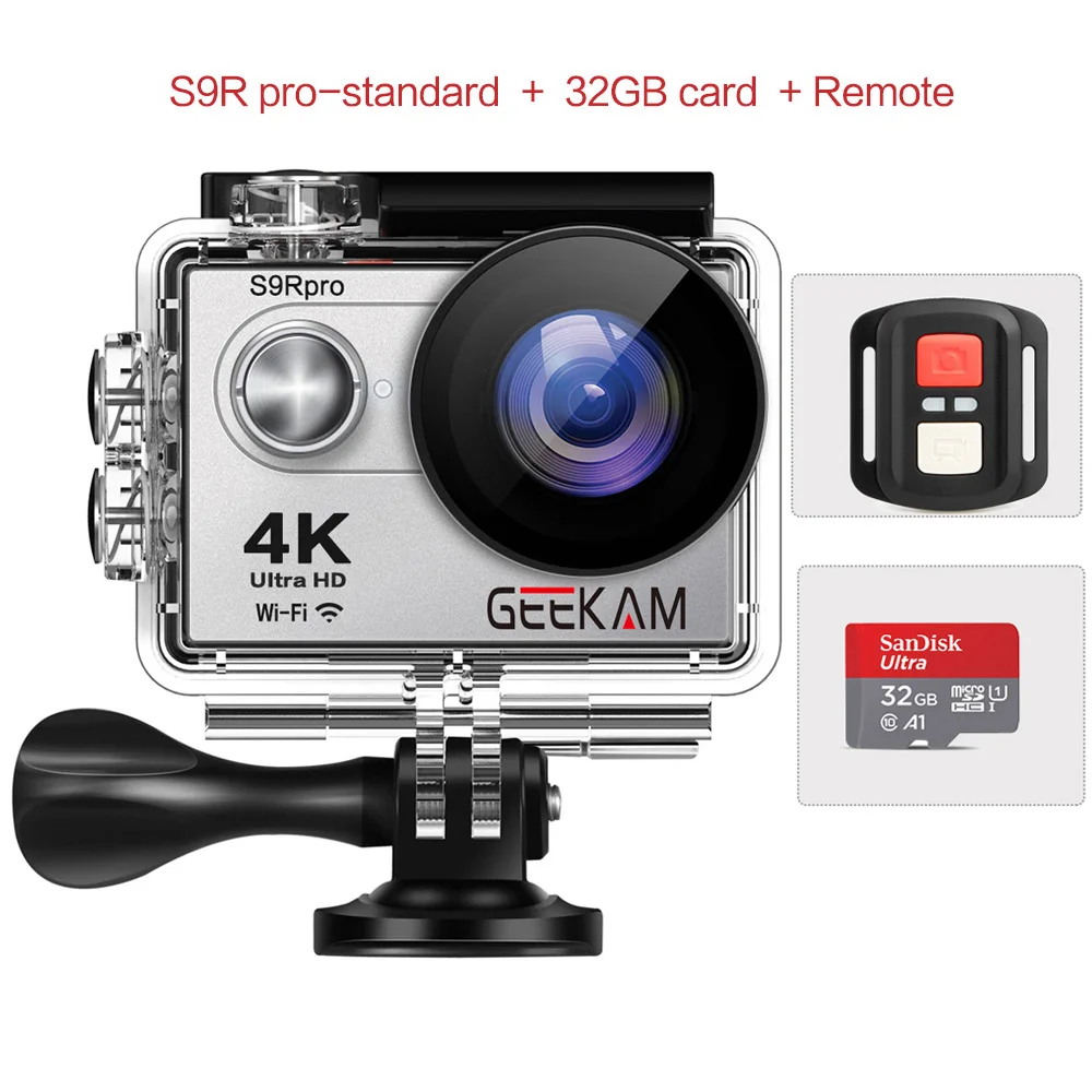 GEEKAM S9Rpro Экшн-камера Ultra HD 4K 30fps 16MP WiFi 2," Подводный Водонепроницаемый шлем видеокамера s Спортивная камера - Цвет: GK-S9RproS-M