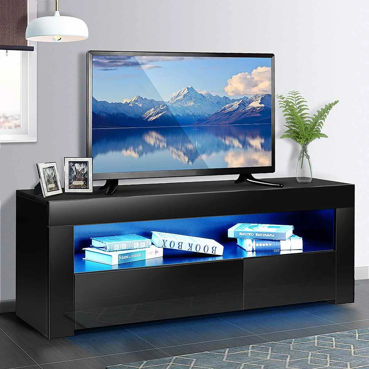 

47 Inch Modern RGB LED TV Stands With Drawer Cabinet Storage Organizer TV Unit Bracket Living Room Furniture TV Monitor Stand
