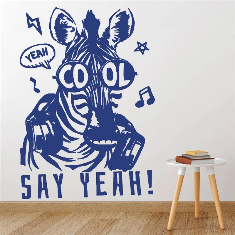 

Vinyl SAY YEAN zebra Home decoration Wall Stickers Decals For Kids Rooms Livingroom Decor Removable Wall Art Decal MURAL HY1804