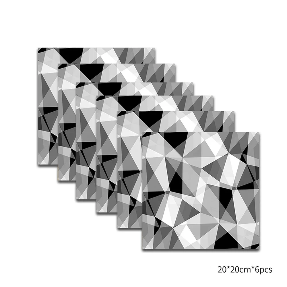 6 шт геометрические ПВХ наклейки на стену черно белые серые мозаичные плитки s