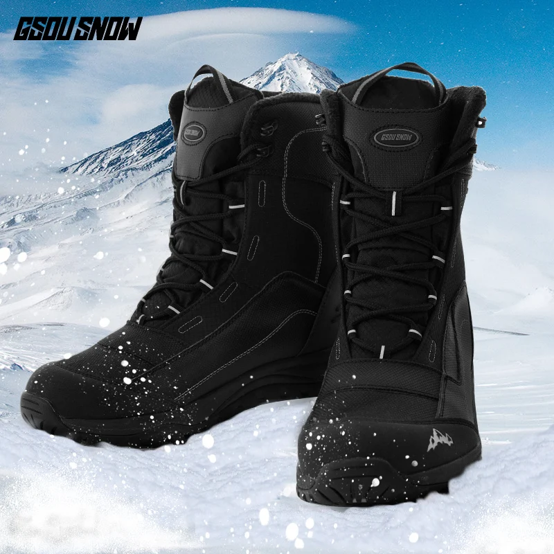 Winter New Ski Boots Men Waterproof Shock Fleece Lining Warm Snowboard Non-slip Middle Tube Shoes | Спорт и