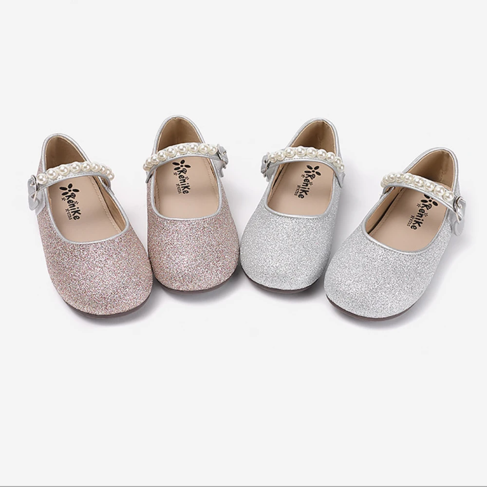 

Sparkly Flower Girls Shoes Beads Silver White Birthday Party Kid Dressy Shoes Bridesmaid Glitter Halloween Valentines Day Flats