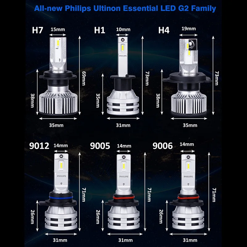 Фары светодиодные h4 H7 philips Ultinon Essential G2 H1 H11 9012 9005 светодиодный 9006 12V 24V комплекты фар