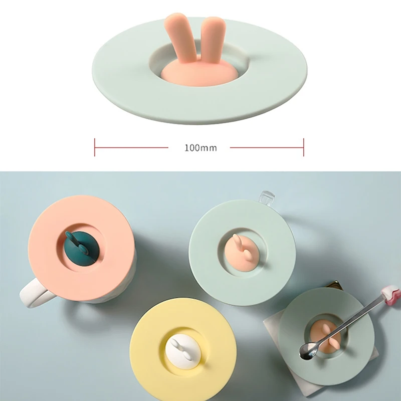 

1PCS Cute Cup Cover Silicone Anti-dust Leakproof Coffee Milk Water Lid Cat Rabbit Ears Cap Airtight Sealed Cup Cover