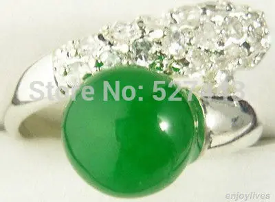 Atacado + livre&gt verde esmeralda Jade кластер Кристальный белый banhado a ouro tamanho do anel: 6.7.8.9 5 24|Кольца| |