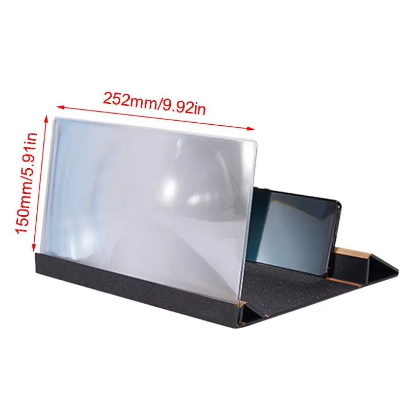 

12 Inch Desktop Folding Wood Bracket Mobile Phone Screen Magnifier 3D Stand