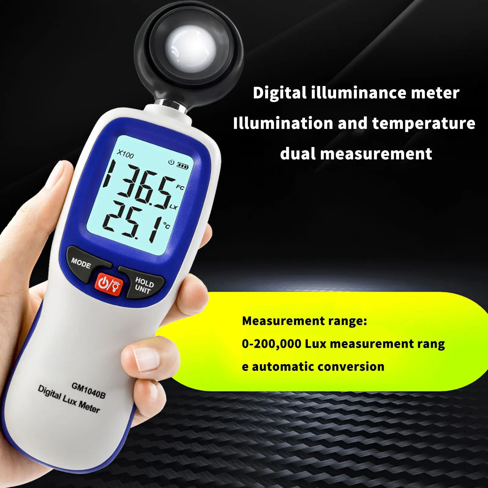 

Digital Luxmeter LCD Display Handheld Bluetooth Illuminometer Luminometer Photometer Lux Meter Light Meter 0-200000lux