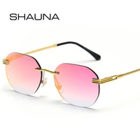 shauna retro polygon square sunglasses women fashion rimless colorful mirror coating gradient sun glasses men shades uv400
