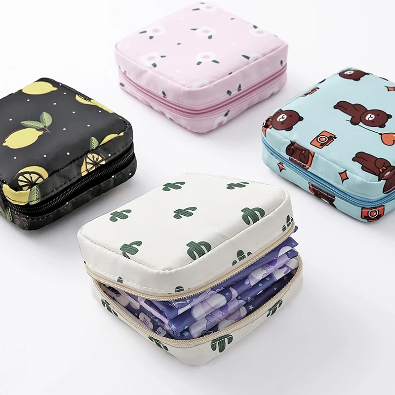 

Girls Waterproof Tampon Storage Bag Cute Sanitary Pad Pouch Portable Makeup Lipstick Key Earphone Data Cables Organizer
