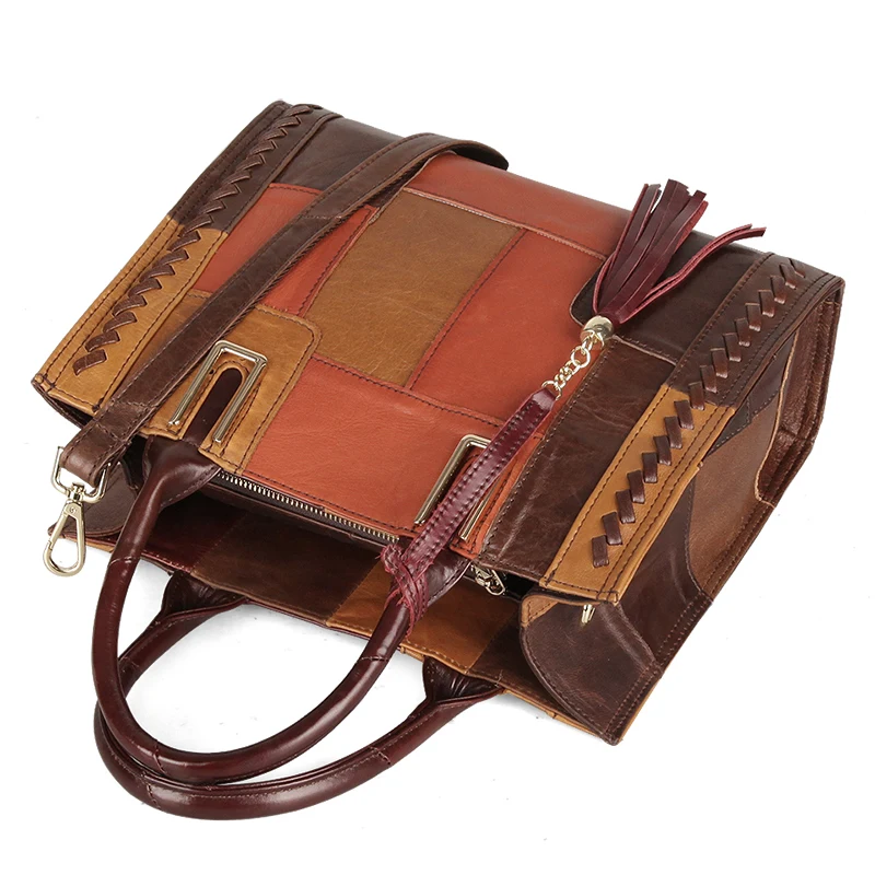 Дизайнерские Сумки из натуральной кожи в винтажном стиле Большая Лоскутная