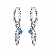 925 sterling silver pan earring spiritual feathers stud earrings for women wedding party gift fashion jewelry