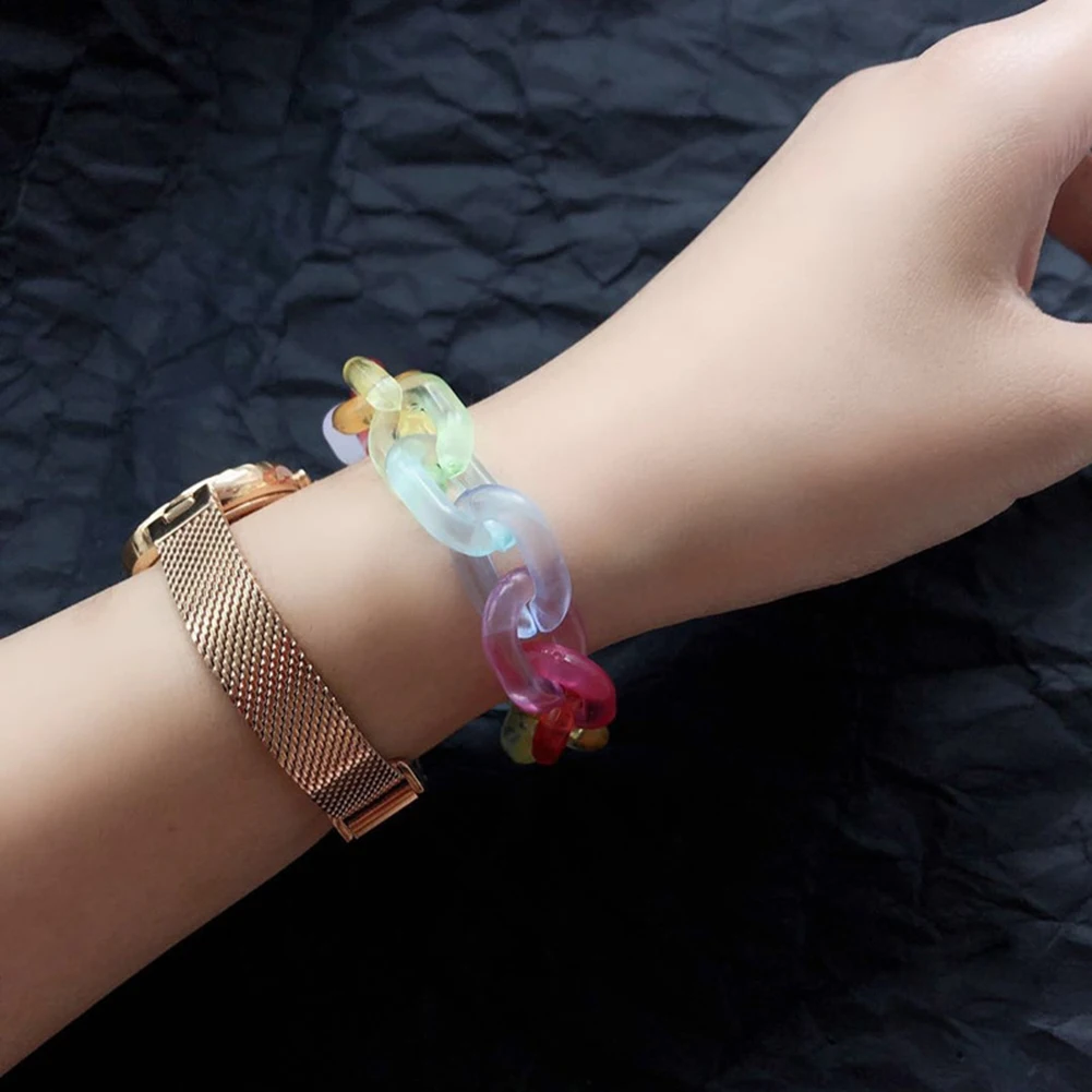 Новое поступление преувеличенный прозрачный акриловый Радужный Браслет