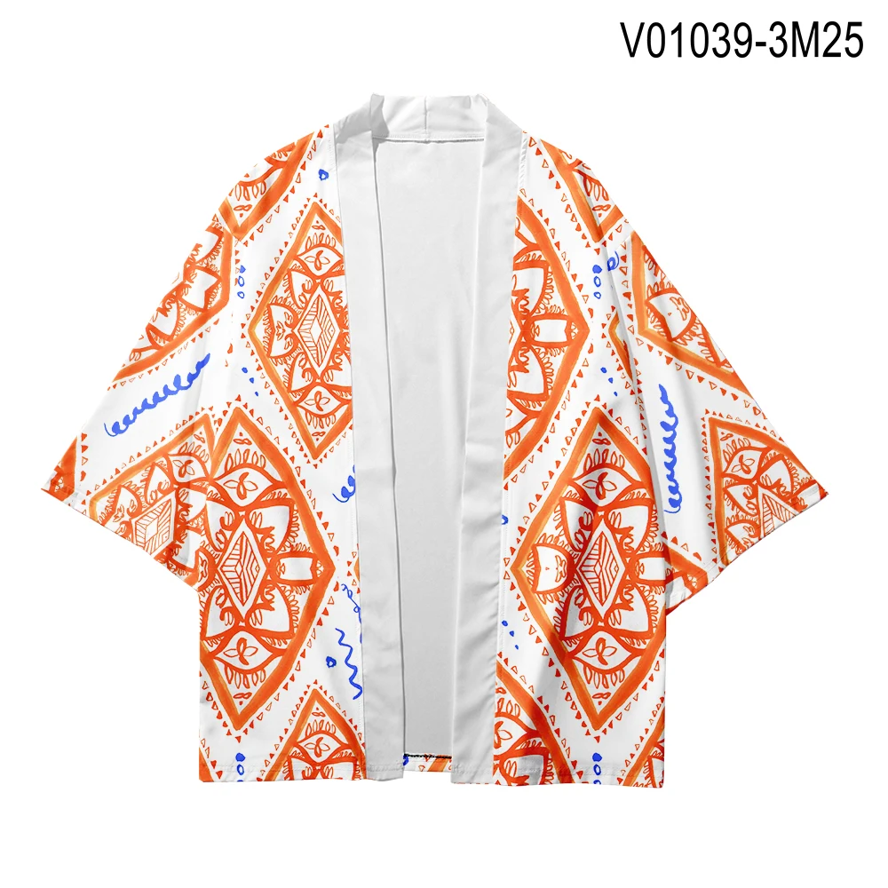 WAMNI японский Haori Yukata T рубашка-кимоно летняя 3D рубашка куртка с изображением самурая Забавный красивый цветок рукав летучая мышь Кимоно Кардиган для мужчин - Цвет: V01039